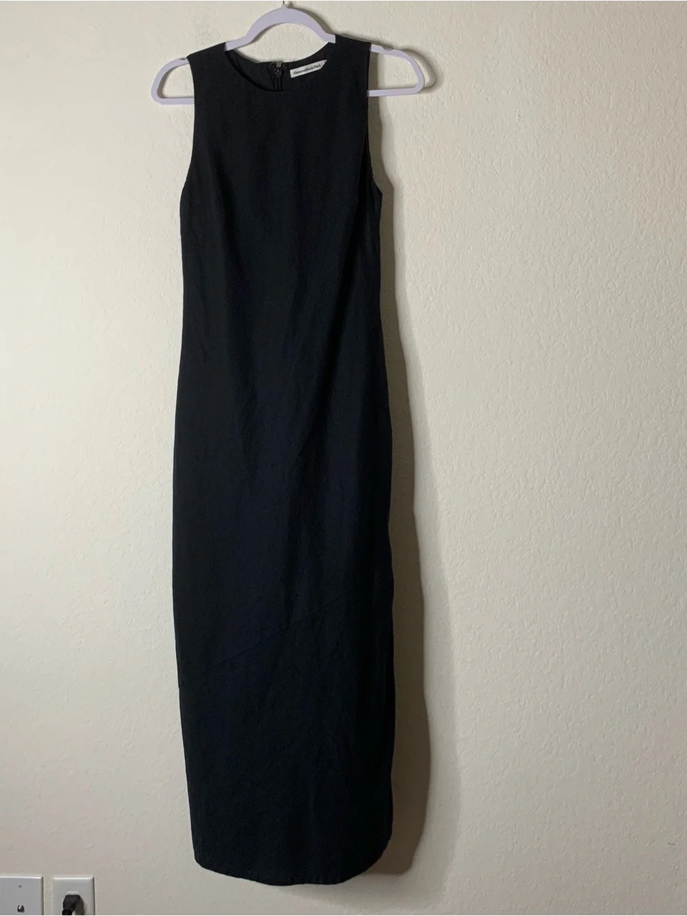 Abercrombie & fitch womens black High-Neck Linen-Blend Maxi Dress S